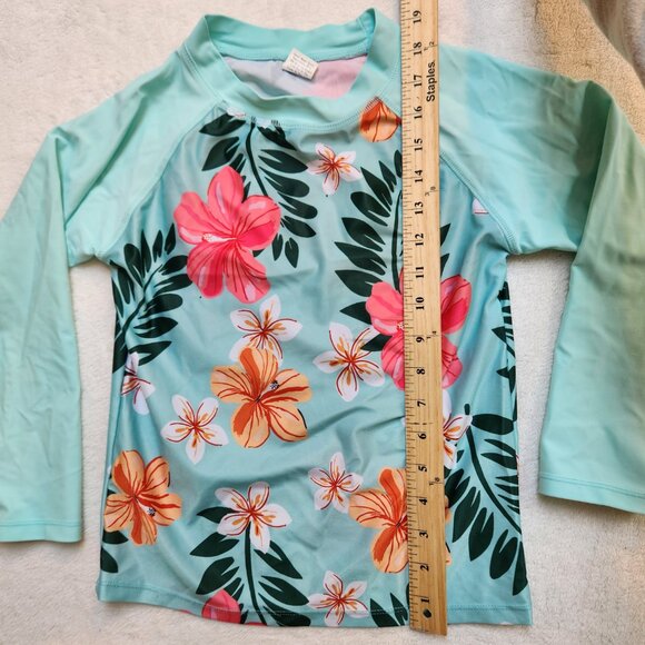 Girls Two Piece Swim Suit Floral Tropical Rash Guard UV Protection - Picture 5 of 11